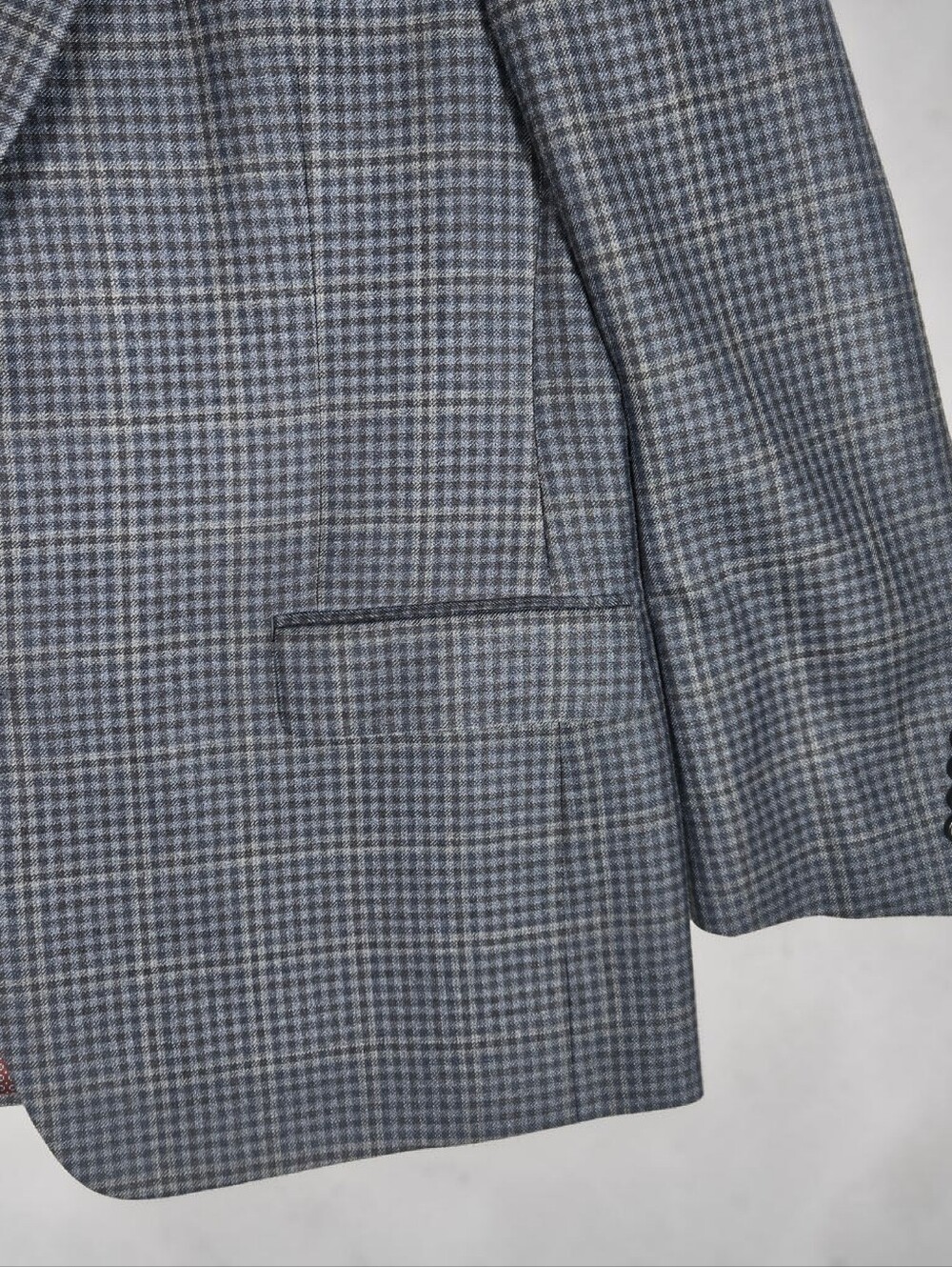 Ralph Lauren Navy Check 2 Button Men's Blazer Wool Silk Blend 46R - Picture 7 of 15